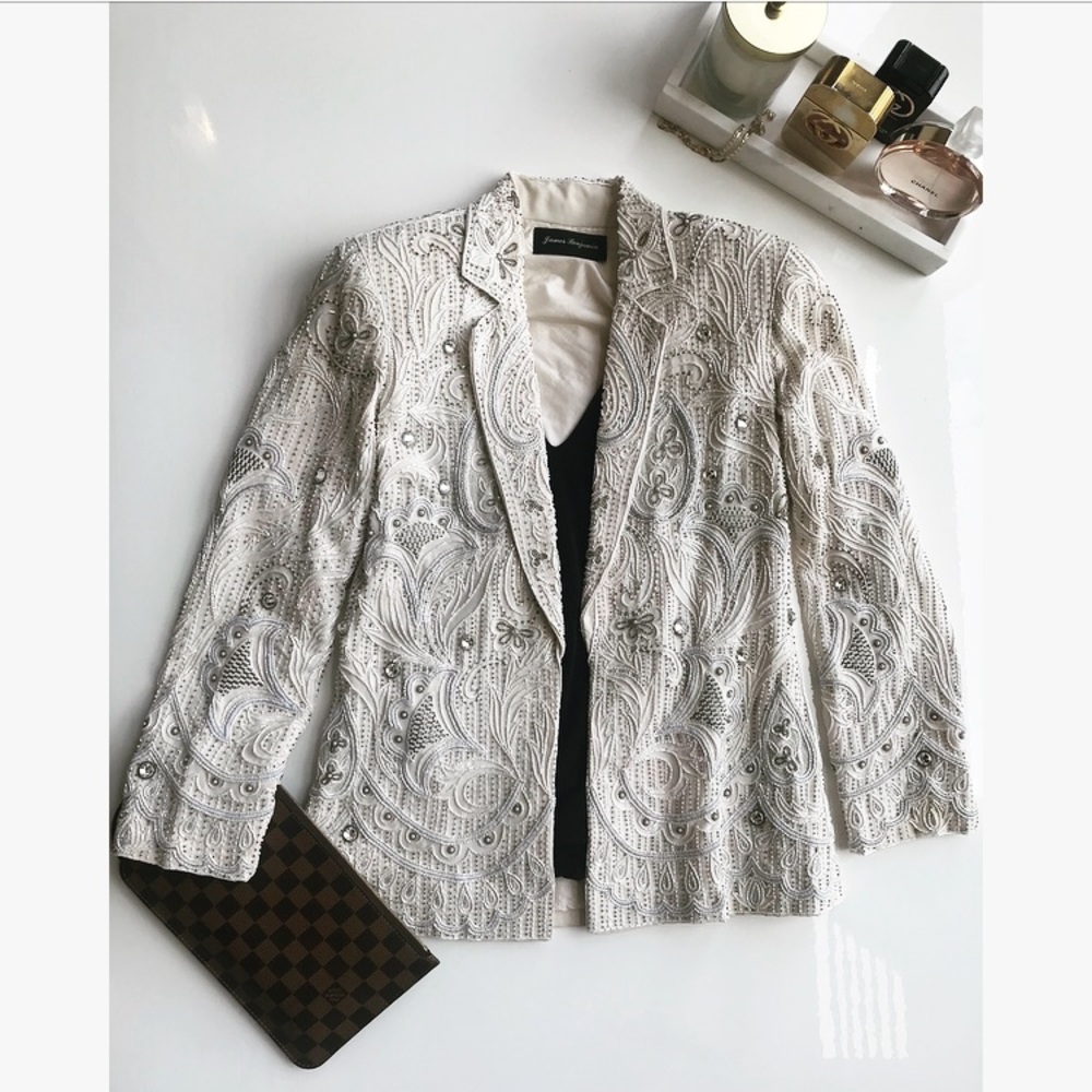 Fully beaded ivory blazer